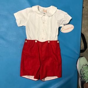 NWT 4t Smocked Giraffe button on short set